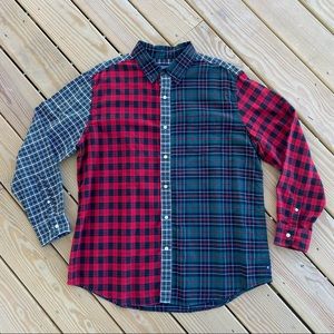 Chaps Cut & Sew Plaid Button Down Shirt Mens L/S Size XL
